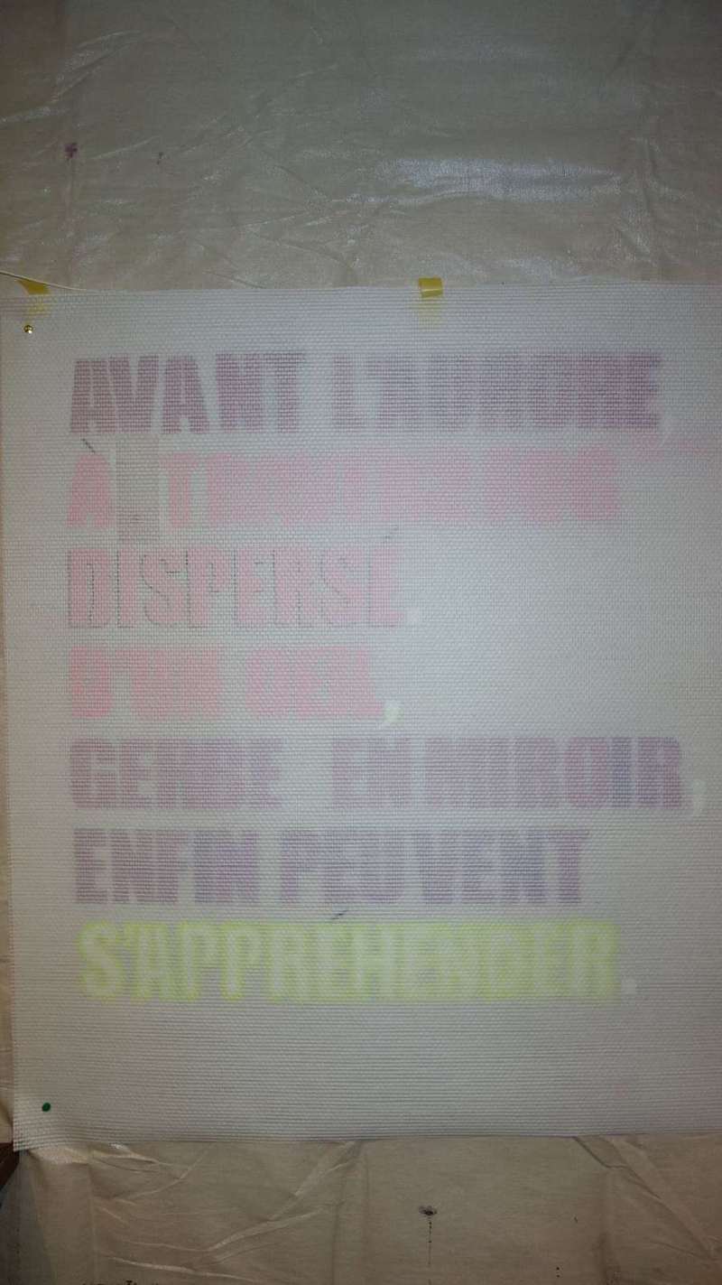 Avant l'aurore, texte peint sur toile